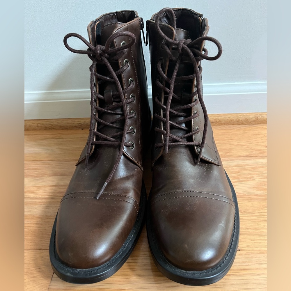 Unlisted By Kenneth Cole Mens Dress Boot Mid Length Brown Faux Leather Size 10